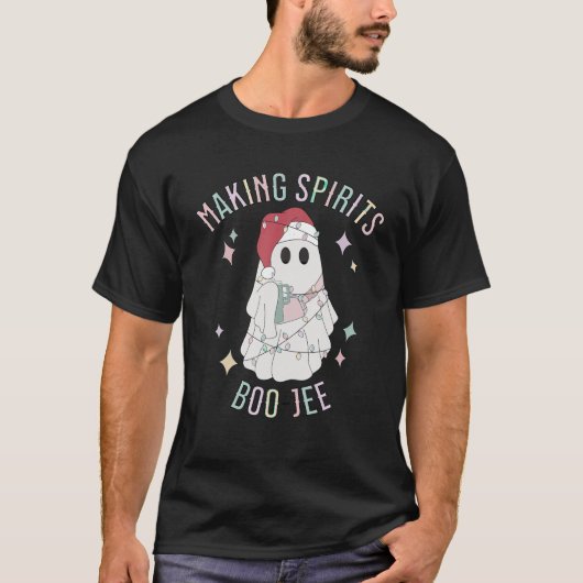 Making Spirits Boojee Ghost Holding Tumbler Drinki T-shirt (Voorkant)