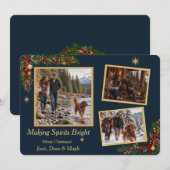 Making Spirits Bright 3 Foto Kerstkaart (Voorkant / Achterkant)