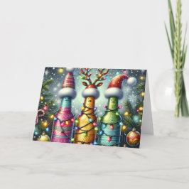 Making Spirits Bright Beer Bottle Holiday Card Feestdagen Kaart