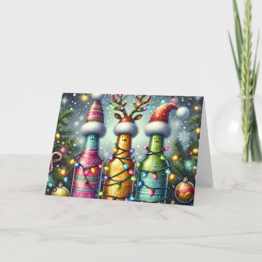 Making Spirits Bright Beer Bottle Holiday Card Feestdagen Kaart (Voorkant)