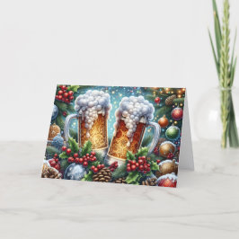 Making Spirits Bright Beer Mug Holiday Card Feestdagen Kaart