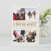 Making Spirits Bright Beige Kerst Multi Foto Feestdagenkaart (Staand voorkant)