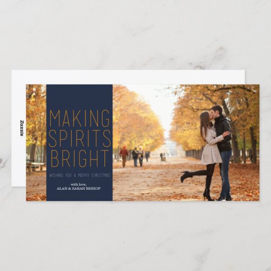 Making Spirits Bright beroemd gemaakt door Navy & Feestdagenkaart (Voorkant / Achterkant)