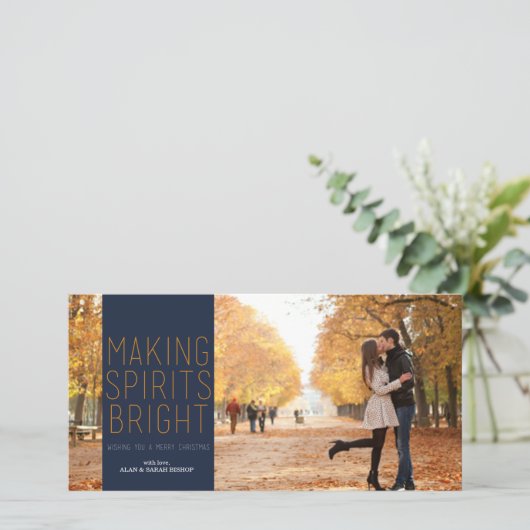 Making Spirits Bright beroemd gemaakt door Navy &  Feestdagenkaart (Staand voorkant)