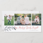 Making Spirits Bright Berry Bloemige 3 Foto Collag Feestdagenkaart (Voorkant)