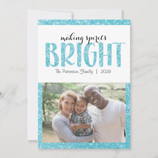 Making Spirits Bright Blauwe kerstvlakke Kaart (Voorkant)