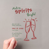 Making Spirits Bright Champagne Kerstfeest Acryl Uitnodigingen (Insitu (Draagbaar))