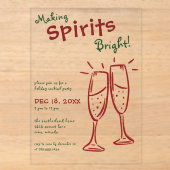 Making Spirits Bright Champagne Kerstfeest Acryl Uitnodigingen (Voorkant)