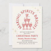 Making Spirits Bright Champagne Kerstfeest Kaart (Voorkant)