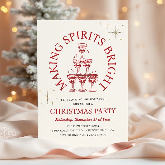 Making Spirits Bright Champagne Kerstfeest Kaart