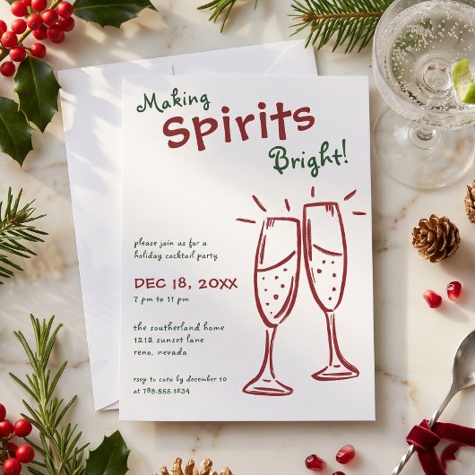 Making Spirits Bright Champagne Kerstfeest Kaart