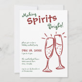 Making Spirits Bright Champagne Kerstfeest Kaart (Voorkant)