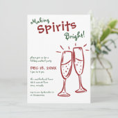 Making Spirits Bright Champagne Kerstfeest Kaart (Staand voorkant)