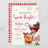 Making Spirits Bright Christmas Cocktail party Kaart (Voorkant / Achterkant)