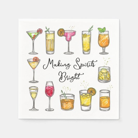 Making Spirits Bright Christmas Cocktail Servet (Voorkant)