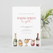 Making Spirits Bright Christmas Cocktail uitnodige Kaart (Staand voorkant)
