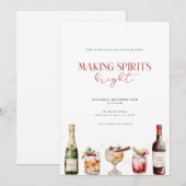 Making Spirits Bright Christmas Cocktail uitnodige Kaart (Voorkant / Achterkant)
