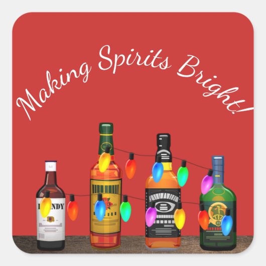 Making Spirits Bright Christmas Cocktails Vierkante Sticker (Voorkant)