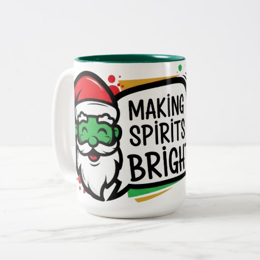 Making Spirits Bright Christmas Tweekleurige Koffiemok (Voorkant links)