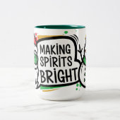 Making Spirits Bright Christmas Tweekleurige Koffiemok (Center)