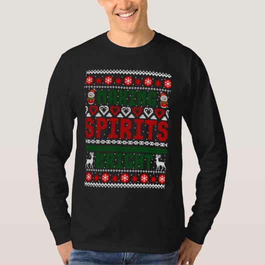 Making Spirits Bright Christmas Ugly Sweater T-shirt (Voorkant)