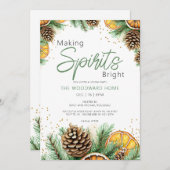 Making Spirits Bright Citrus Pine Holiday Party Kaart (Voorkant / Achterkant)