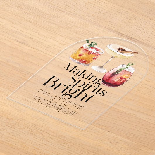 Making Spirits Bright Cocktail Christmas Party Acryl Uitnodigingen (Laagn)