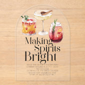 Making Spirits Bright Cocktail Christmas Party Acryl Uitnodigingen (Voorkant)