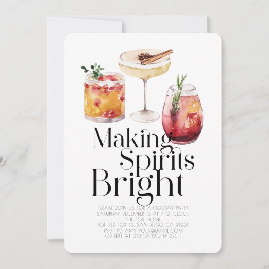 Making Spirits Bright Cocktail Christmas Party Kaart (Voorkant)