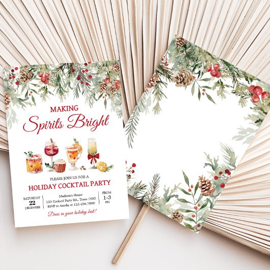Making Spirits Bright Cocktail Christmas Party Kaart