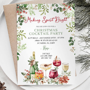 Making Spirits Bright Cocktail Christmas Party Kaart