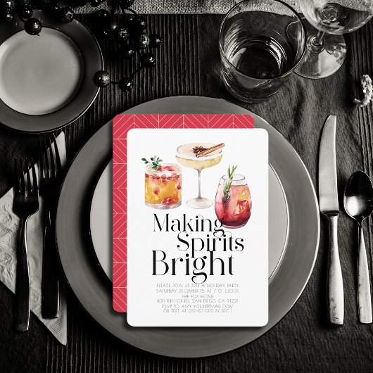 Making Spirits Bright Cocktail Christmas Party Kaart