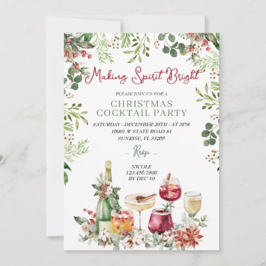 Making Spirits Bright Cocktail Christmas Party Kaart (Voorkant)