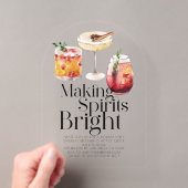 Making Spirits Bright Cocktail Kerstfeest Acryl Uitnodigingen (Insitu (Draagbaar))