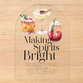 Making Spirits Bright Cocktail Kerstfeest Acryl Uitnodigingen (Voorkant)