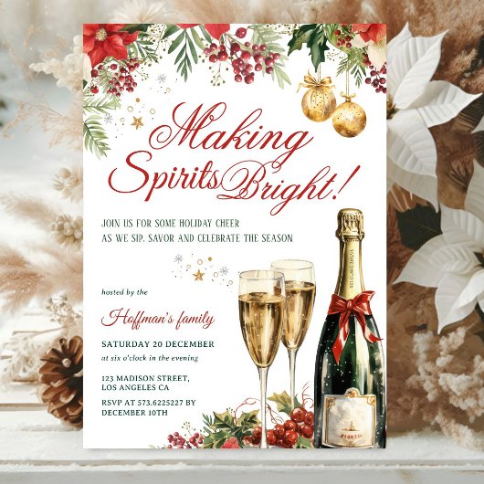 Making Spirits Bright Cocktail Kerstfeest Kaart