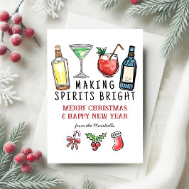 Making Spirits Bright Cocktails Christmas New Year Feestdagenkaart