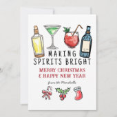 Making Spirits Bright Cocktails Christmas New Year Feestdagenkaart (Voorkant)