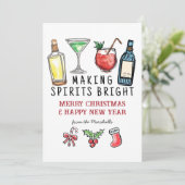 Making Spirits Bright Cocktails Christmas New Year Feestdagenkaart (Staand voorkant)