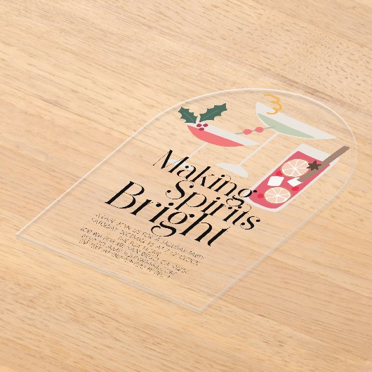 Making Spirits Bright Cocktails Kerstparty Acryl Uitnodigingen (Laagn)