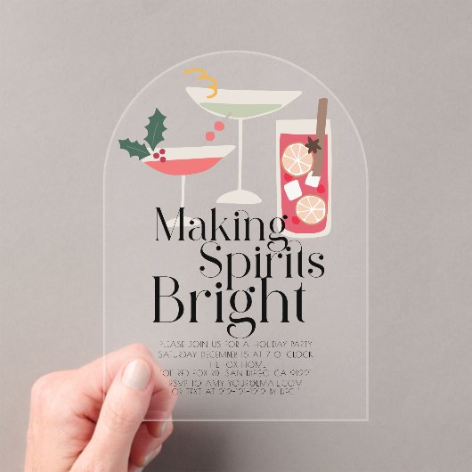 Making Spirits Bright Cocktails Kerstparty Acryl Uitnodigingen (Insitu (Draagbaar))