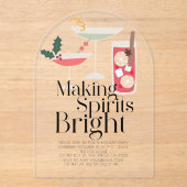 Making Spirits Bright Cocktails Kerstparty Acryl Uitnodigingen (Voorkant)