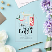 Making Spirits Bright Cocktails Kerstparty Acryl Uitnodigingen (Insitu (Huwelijk))