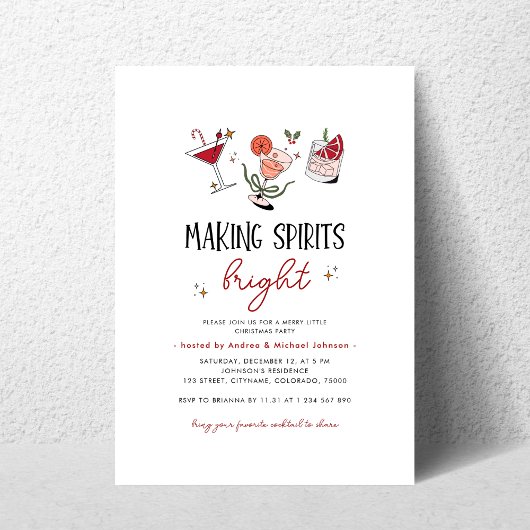 Making Spirits Bright Cocktails Kerstparty Kaart