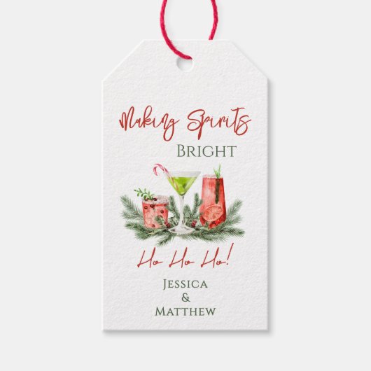 Making Spirits Bright Custom Couples Holiday Cadeaulabel (Voorkant)