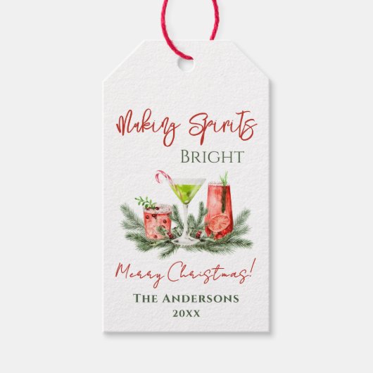 Making Spirits Bright Custom Holiday Cadeaulabel (Voorkant)