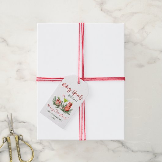 Making Spirits Bright Custom Holiday Cadeaulabel (Met Touw)