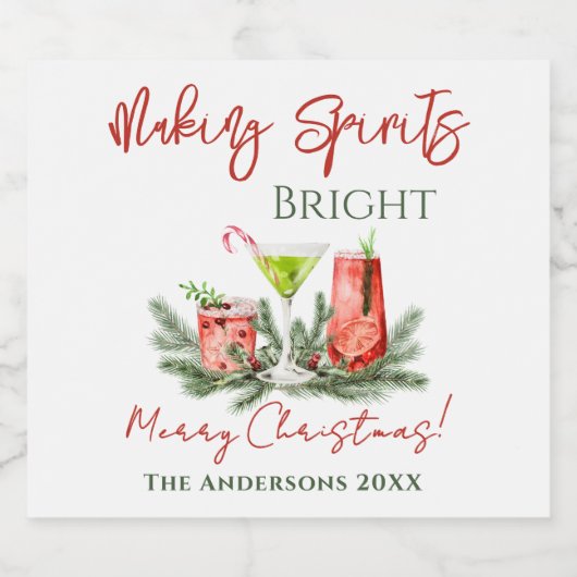 Making Spirits Bright Custom Holiday Likeurfles Etiket (Enkel label)