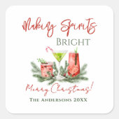 Making Spirits Bright Custom Holiday Vierkante Sticker (Voorkant)