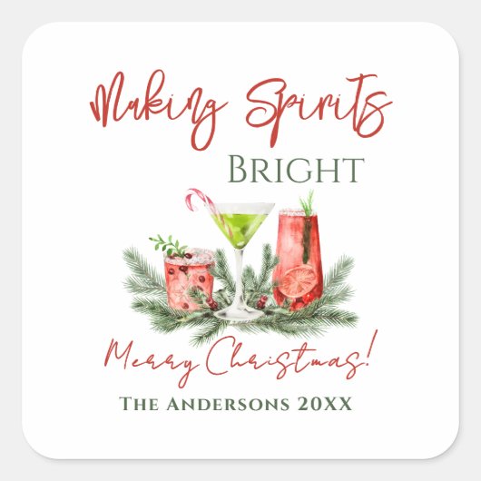 Making Spirits Bright Custom Holiday Vierkante Sticker (Voorkant)